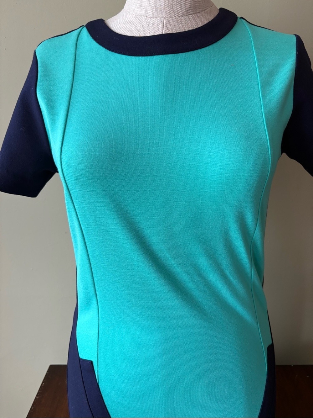 Kenneth Cole Reaction Teal Navy mini dress Sz s Preppy Office Old money - Picture 5 of 9